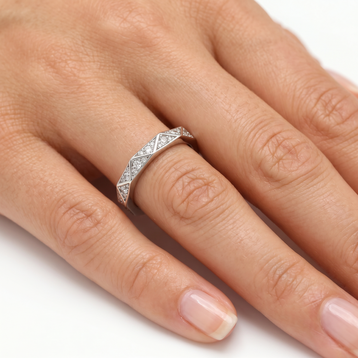 Prism Pave Ring - on White Gold — WEB view 5