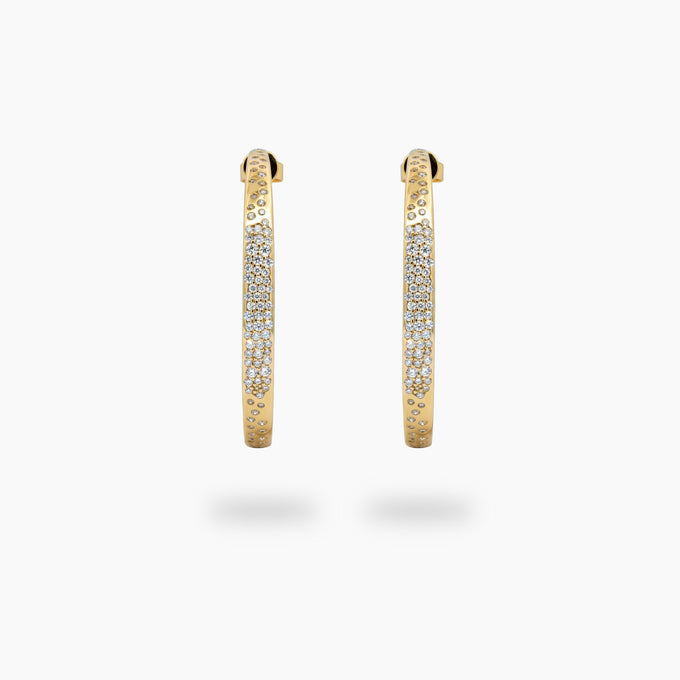 Constellation Earrings with White Round Stone – on Yellow Gold