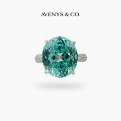 Lagoon Pave Ring with Paraiba Oval Stone – on White Gold