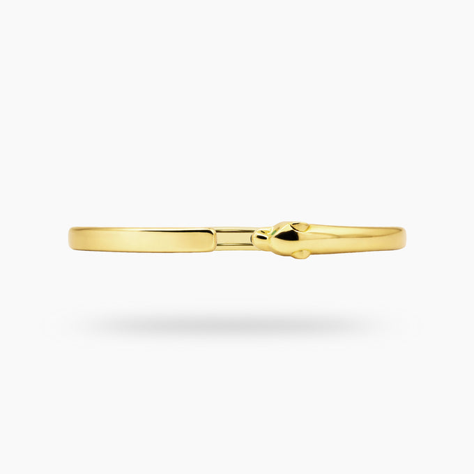 Tiger Bangle with Green Round Stone – on Yellow Gold
