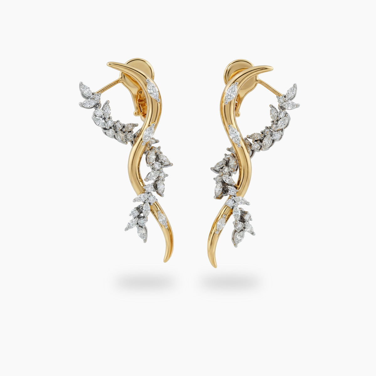Ivy Earrings with White Marquise Stone – on Yellow Gold