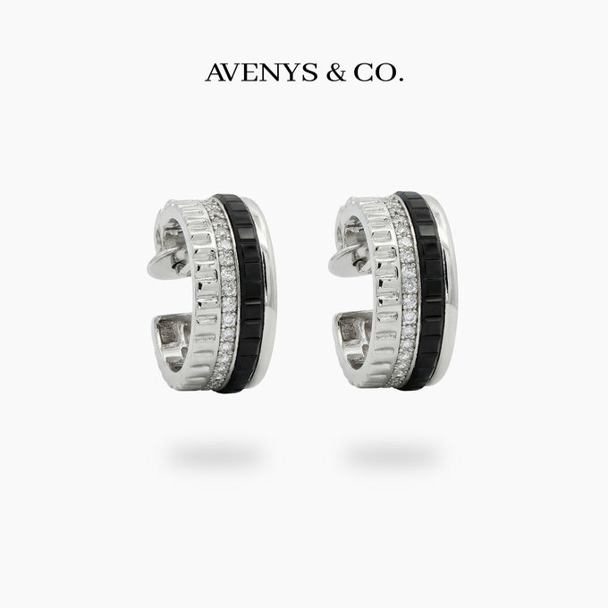 Quatre Earrings with White Round Stone – on White Gold