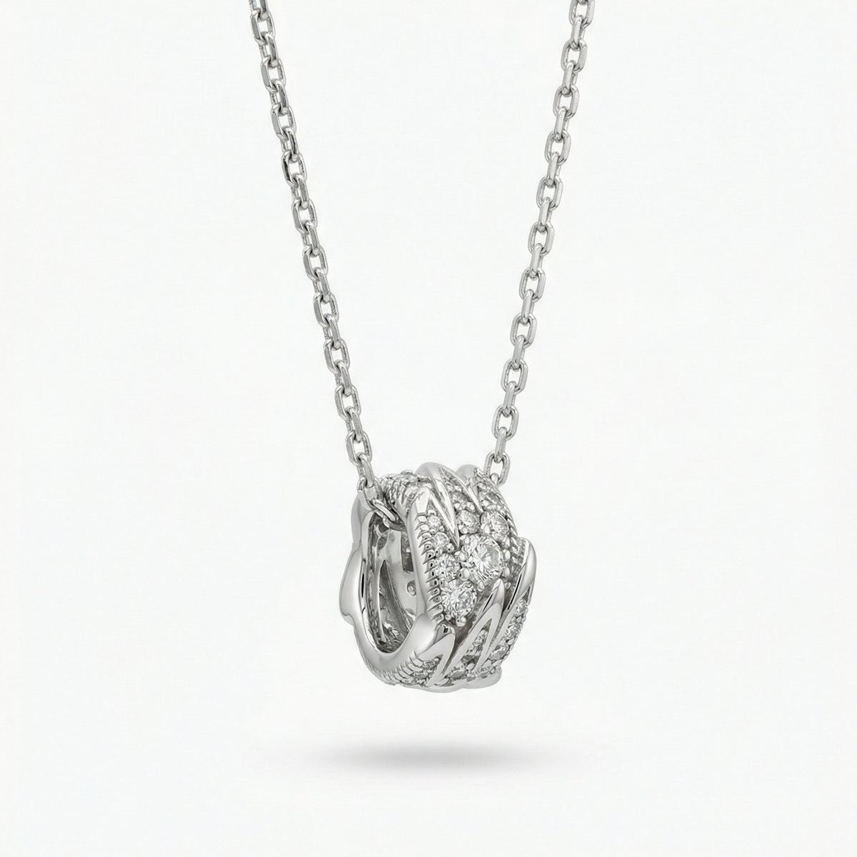 Birds Necklace with White Round Stone – on White Gold