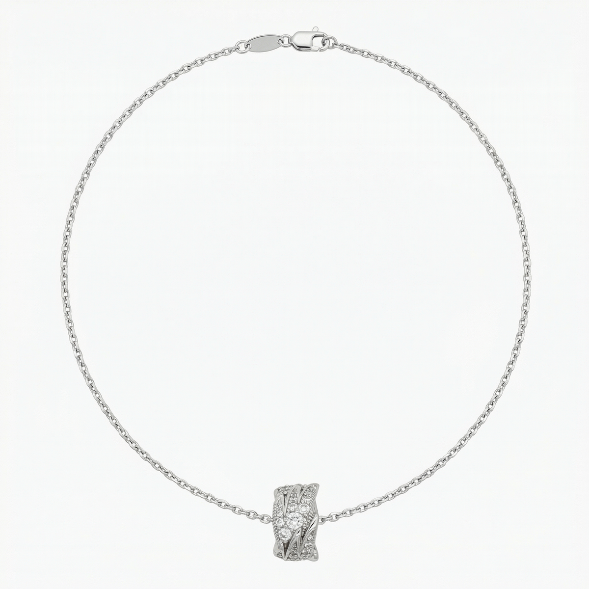 Birds Necklace with White Round Stone – on White Gold