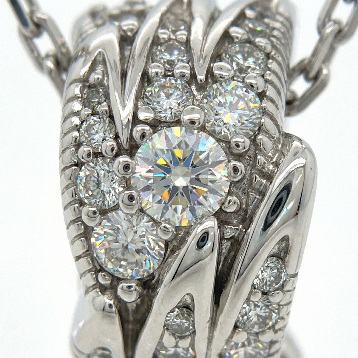 Birds Necklace with White Round Stone – on White Gold