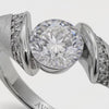Floating Round Diamond Ring with White Round Stone – on White Gold — WEB product video
